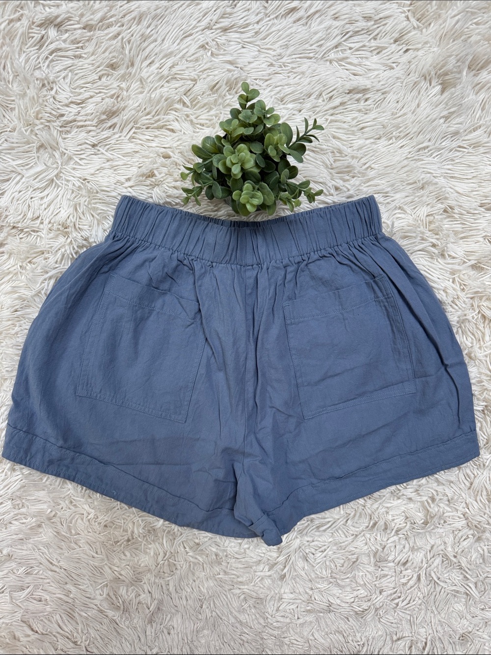 Boutique Drawstring Elastic Waist Shorts  💗 Blue - Picture 3 of 12